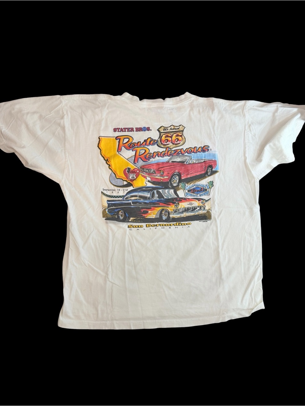 Vintage Route 66 Rendezvous White Graphic Short Sleeve Tee